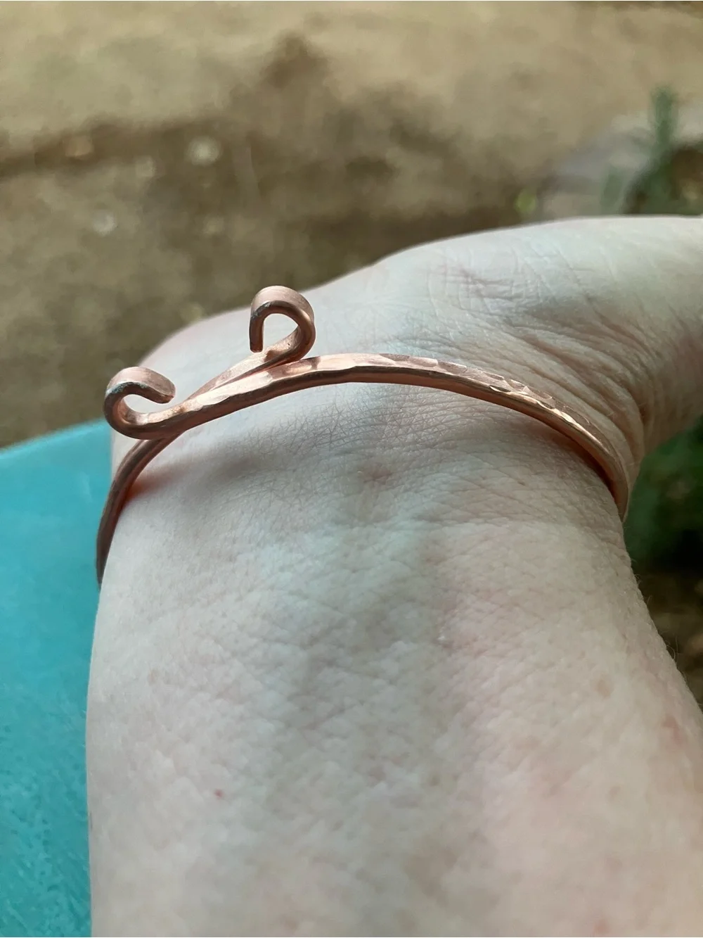 Hammered Hand crafted Copper Bangle Bracelet - Women's Jewelry